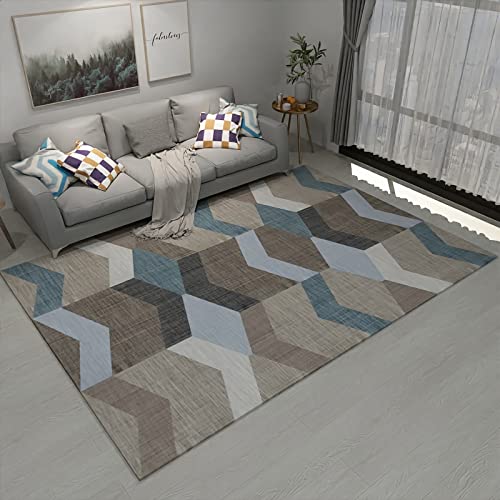 Tzvpsu Deko für Zimmer mädchen Teenager Braun blau grau abstrakte geometrische Gestaltung jugendzimmer 120x160cm