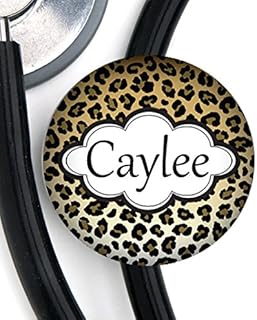 Stethoscope Tag - Cheetah Leopard - Personalized Name - Steth ID Tag