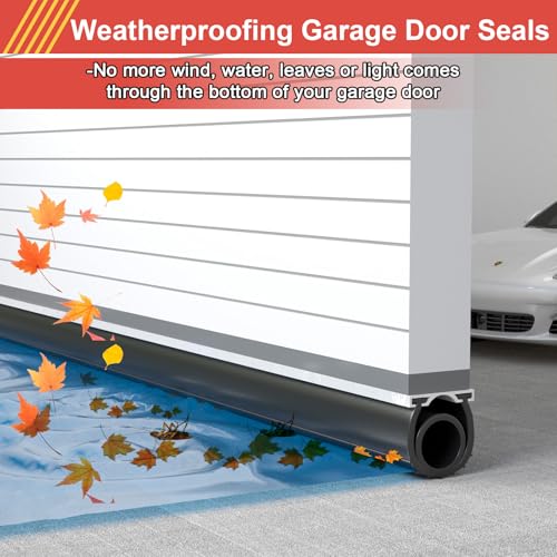 Garage Door Seals Bottom Rubber - Jobon 16.5 Ft Heavy-Duty Garage Door Weather Stripping Bottom Seal with Pre-drilled Aluminum Track Retainer Kit, Easy Installation for Home & Commercial by Jobon - Image 2