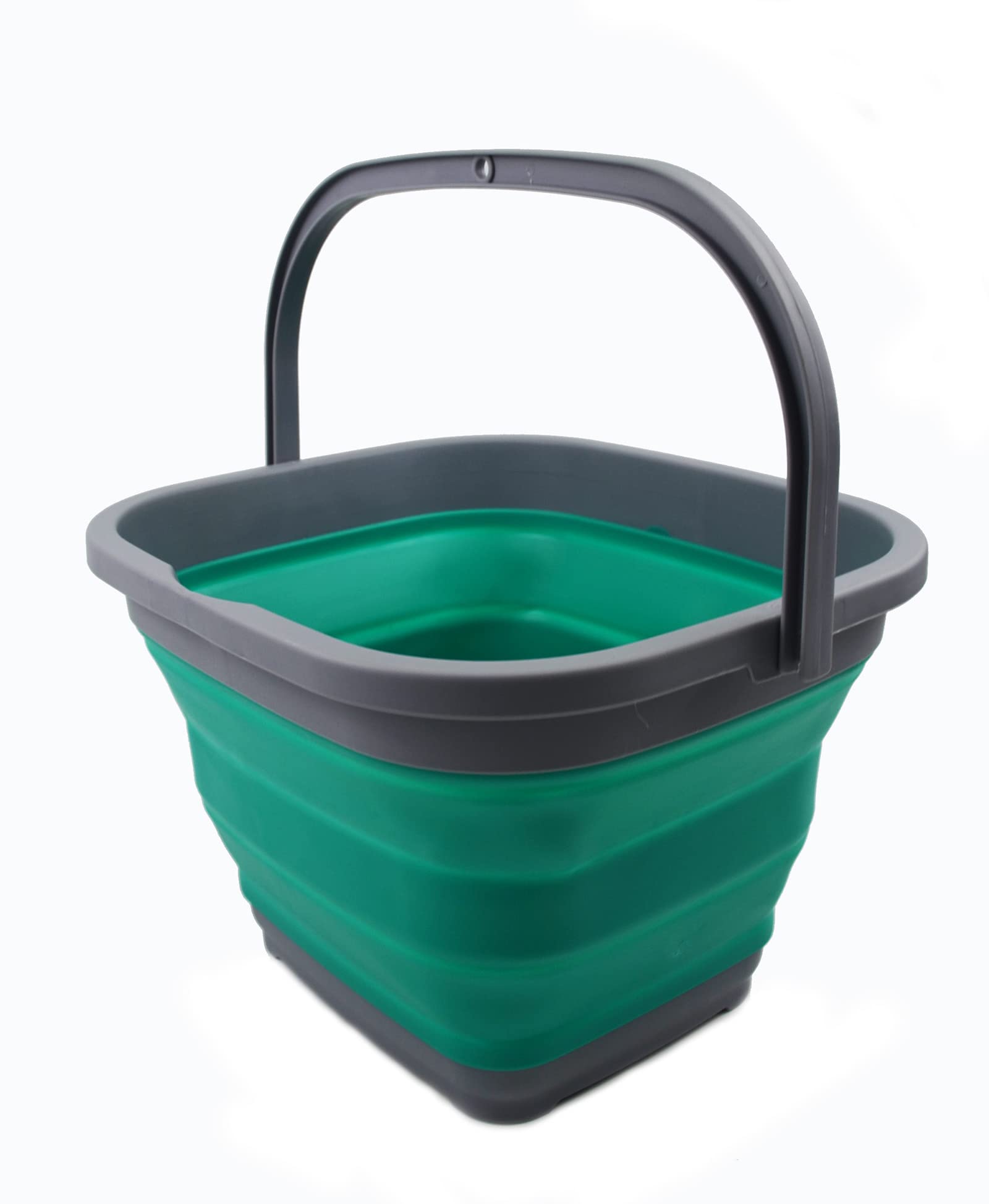 SAMMART 11L Collapsible Rectangular Handy Basket/Bucket (Dark Grey/Bluish-Green)