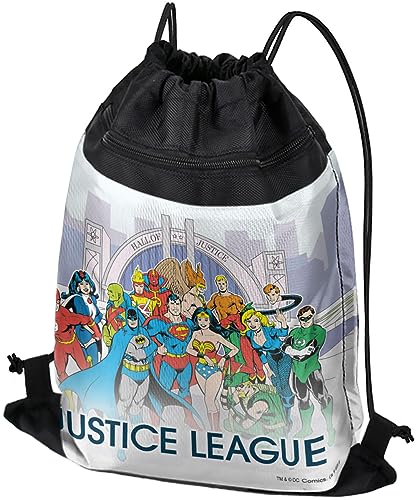 LOGOVISION Justice League Hall of Justice Drawstring Backpack Sports Bag Sackpack 17