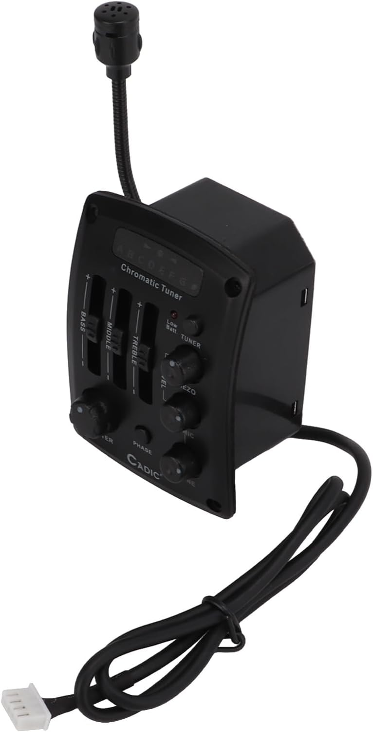 Guitar Pickup Equalizer, Plastic Electronic Components, Black - 4 Control Knobs, Excellent Timbre, Suitable for Acoustic Guitars