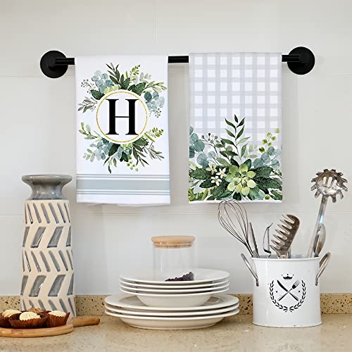 Geeory Monogram Letter H Kitchen Towels For Home Decor Eucalyptus Leaves Family Last Name Initial Dish Towels 18X26 Inch Ultra Absorbent Bar Drying Cloth Hand Towel Bathroom Decorations Set Of 2 #TOP1