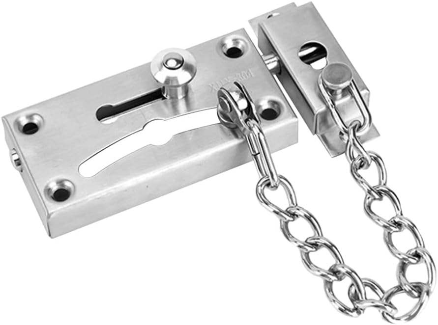 TEHAUX Stainless Steel Security Door Chain Lock Theft Door Guard Chain Latch for Home Apartment Hotel and Dormitory Use Allows Viewing and Ventilation