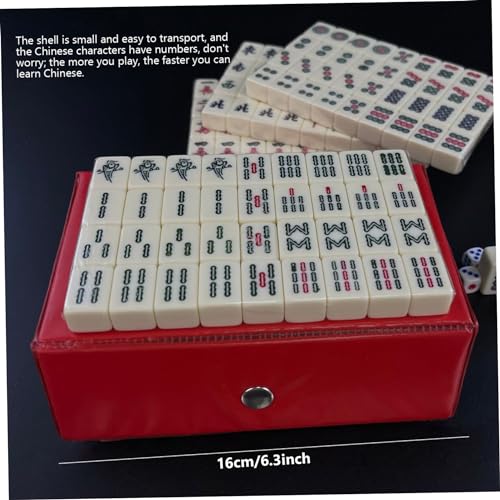 Mini Mahjong set juego tradicional chino con 144 piezas y dados miniatura 7