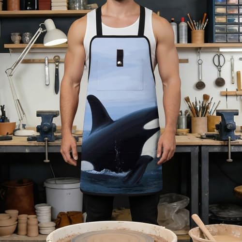 Delantal de trabajo resistente unisex con 8 bolsillos miniatura 4