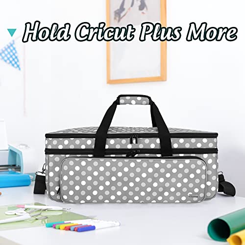 Luxja Double-Layer Carrying Case Compatible With Cricut Die-Cut Machine, 2 Layers Bag Compatible With Cricut Explore Air (Air 2) And Maker (Patent Design), Gray Dots #TOP6