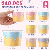 Jingmore 240 Pcs Ice Cream Bowls Paper Ice Cream Cups 4/6/8 oz Containers Bulk 6 Colors Disposable Sundae Bowls for Dessert Frozen Yogurt Birthday Summer Baby Shower Party Bar Supplies (6 oz)