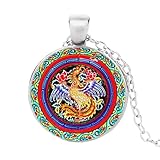 winntec 6020  Collana tibetana buddista mandala, gioielli a geometria sacra, regalo spirituale, collana da uomo, mandala nera da uomo, Vetro
