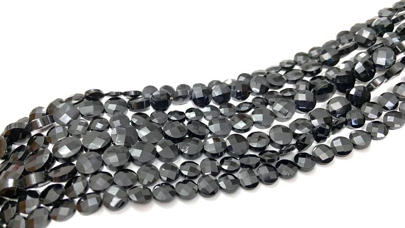 Perles à facettes en spinelle noire naturelle de 5 à 7 mm de long pour fabrication de bijoux pour collier et bracelet