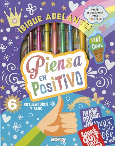 Portada de ¡Sigue Adelante! Piensa en Positivo. Lettering