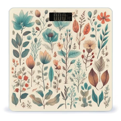 Báscula Digital de Baño con Diseño de Flores y Hojas miniatura 1