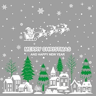 HBell 9 Sheets Christmas Window Stickers,Christmas Window Clings Decoration Double Sides Christmas Window Decals Reusable Static Window Stickers for Home Shop Window Glass Display Decoration (White)