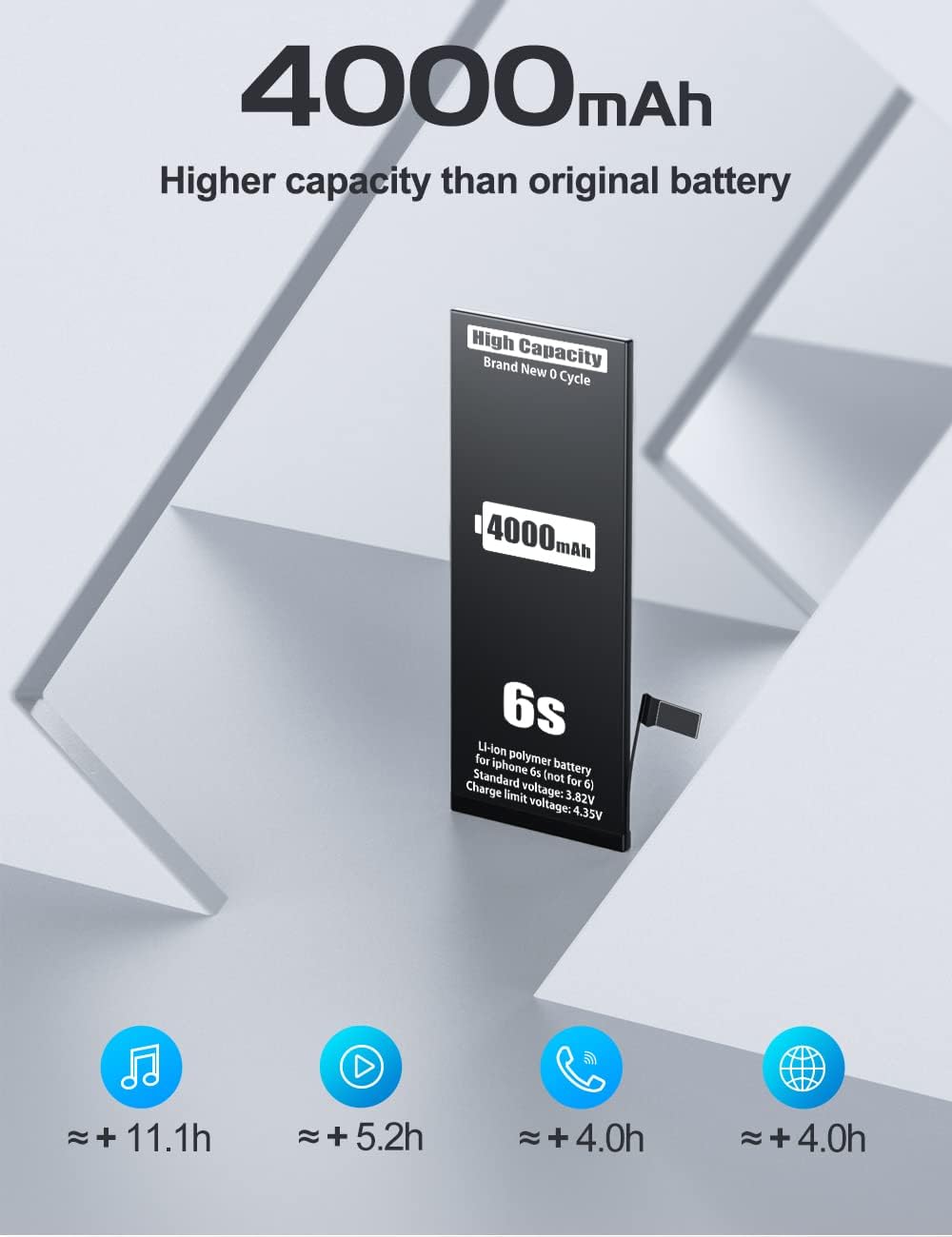 Li Ion Iphone Battery 4000mah 4000mAh) Battery For IPhone 6s