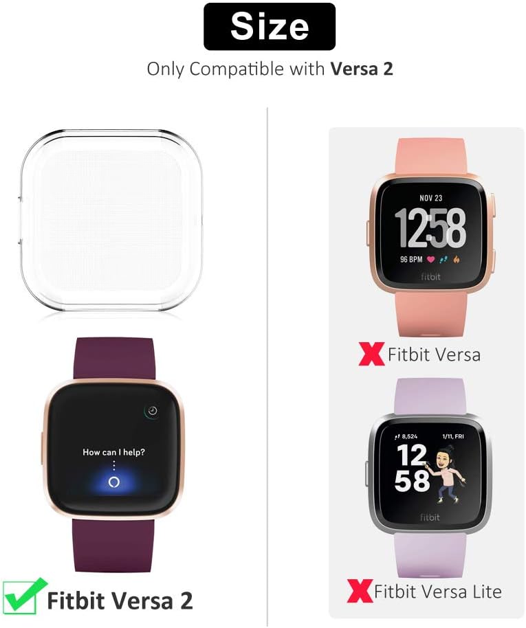 Compatible for Versa 2 Case, TPU Screen Protector Scratch-Resist Frame Protective Cover for Versa 2