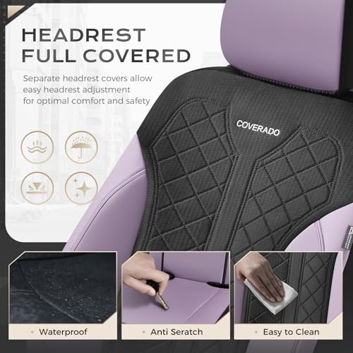 Image of Coverado Front Seat Covers, Automotive Seat Covers 2 Seats, Leather Car Protectors 2-Pack, Auto Seat Covers Universal Fit for SUV, Vans, Sedan, Truck