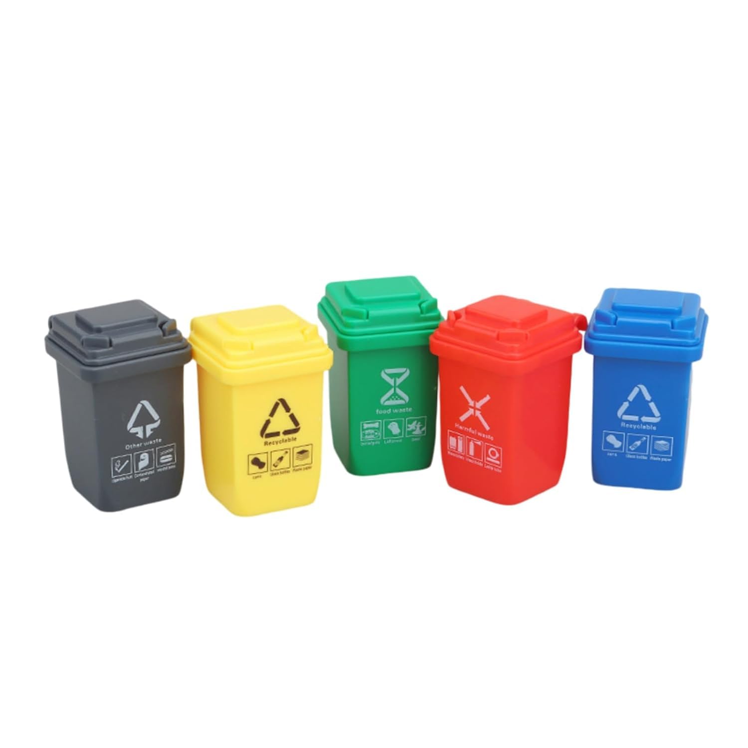 5 Pcs Miniature Toys, Colourful 1: 12 Scale Life Scene Mini Trash Can Decor Waste Container Miniature Sorting Garbage Bin Model, Microscopic Scene Dollhouse Accessories-image-39