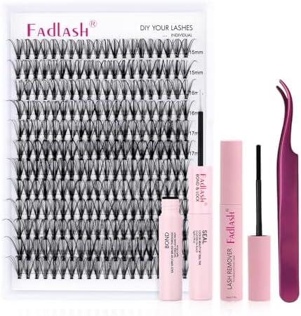 FADLASH Individual Eyelashes 40D Cluster Lashes 0.07 Lashes Individual Cluster D Curl Lash Cluster DIY Lash Extension Kit Eyelash Clusters 8-16mm Mix Individual Lashes Extensions