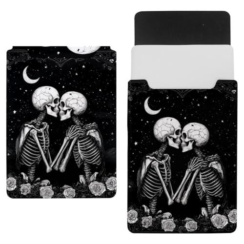 Funda para portátil de 35 x 25.9 cm calavera de rosa maletín ordenador y protector de neopreno