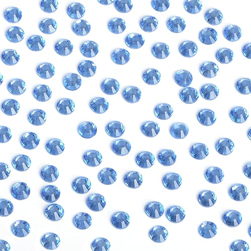 Image of Bymitel Hotfix Crystal Rhinestones Round Gems Iron on DIY Jewelry Making Flat Back for Crafts, Lt. Sapphire, 2mm(SS6 /2880pcs)