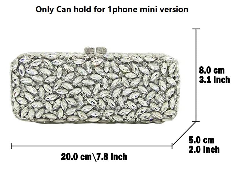 Image of Boutique De FGG Women Crystal Clutch Bag Minaudiere Box Handbag Party Prom Rhinestone Clutch Purse Wedding Bag, Mini