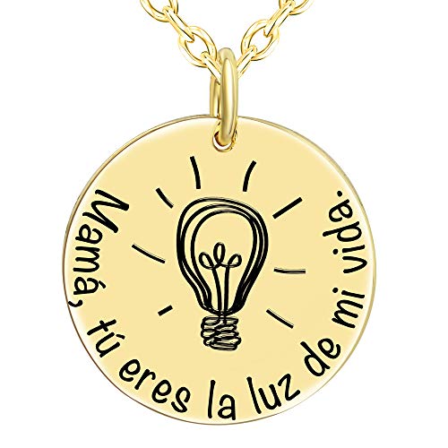 SIMPORDS Collar para Mujer Chapado en Oro Colgante Insignia Luz Regalo Madre