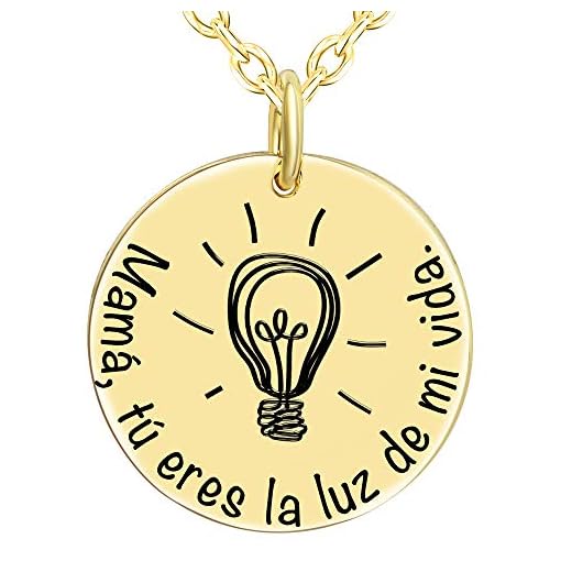 SIMPORDS Collar para Mujer Chapado en Oro Colgante Insignia Luz Regalo Madre