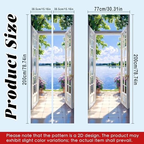 Image of Nuxovilar Scenic Lake Door Stickers Peel Stick PVC 30.3x78.7 in