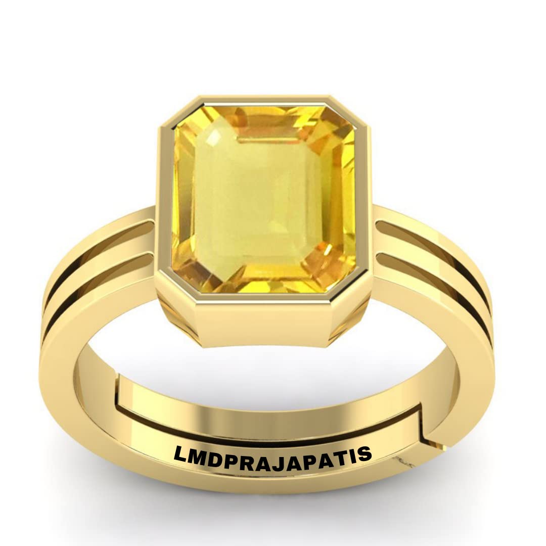 LMDPRAJAPATIS 11.25 Ratti 10.00 Carat AA++ Quality Natural Yellow Sapphire Pukhraj Gemstone Gold Plated Ring for Womens and Mens (Lab Certified) (B09XMBHC49) Amazon Price History, Amazon Price Tracker