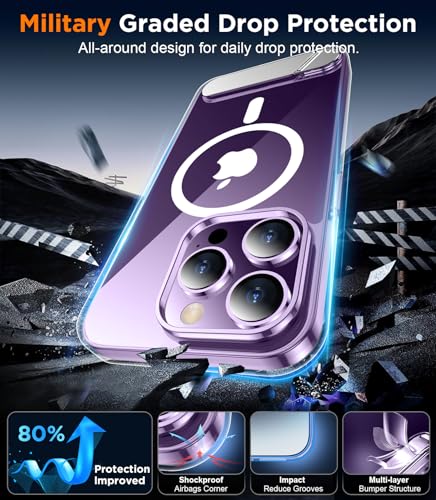 Image of Magnetic Compatible with iPhone 14 Pro Max Case, [Built-in Invisible Kickstand][Compatible with MagSafe] [Military Grade Shockproof] Slim Thin Phone Case for iPhone 14 Pro Max 6.7 inch