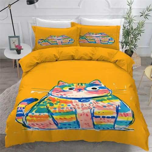 Housse de couette 200x200 chaton avec 2 taies d'oreiller en microfibre douce - 6