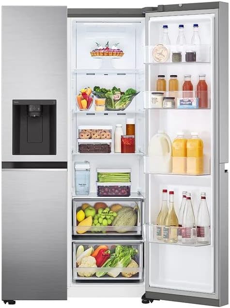 LG GSLV90PZAE Frigorifero Americano Side by Side Total No Frost con Congelatore, 635 L, Dispenser Acqua e Ghiaccio UV Nano, Door Cooling, Linear Cooling - Frigo Smart con Wi-Fi e Freezer [Classe di efficienza energetica E]