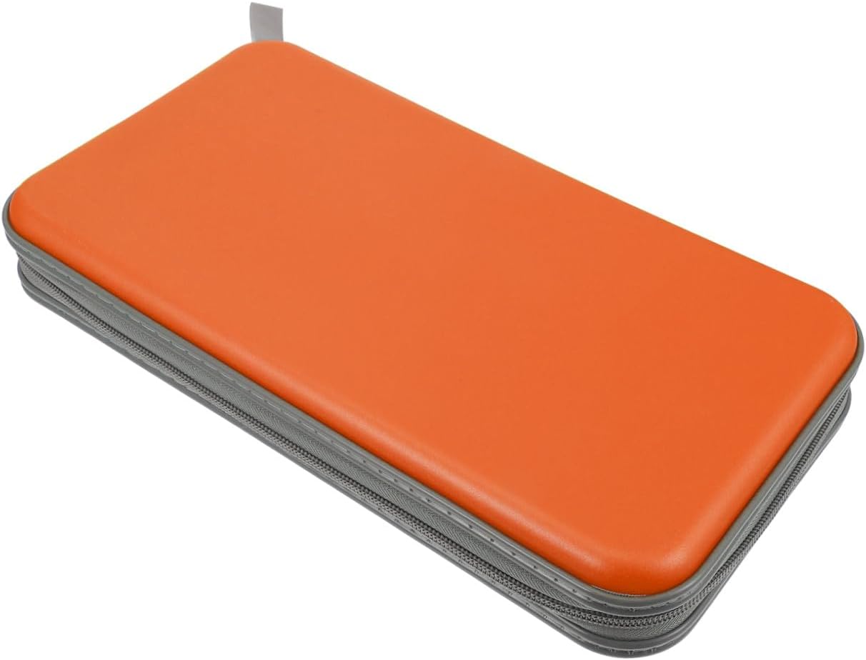 Portable CD Carrying Case Organizer Bag, 80-Slot Orange Plastic CD Storage Pouch for Car and Travel, Protective Compact Disc Holder for Audio Accessories
