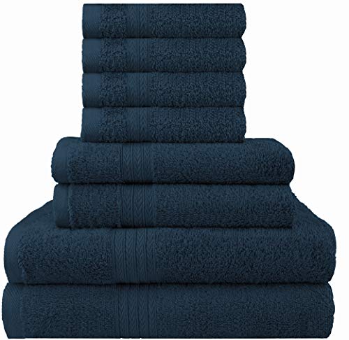 DAN RIVER 100% Cotton 8 Piece Bathroom Towel Set â€“ 2 Bath Towels 30x52 â€“ 2 Hand Towels 16x28 â€“ 4 Washcloths 12x12 â€“ Soft Absorbent Towels â€“ Plush Towel Set â€“ Luxury Ultra Soft Towel Set â€“ Blue Opal