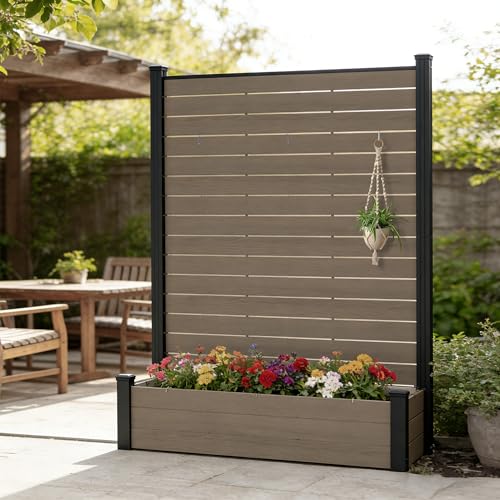 Kozyard Privacy Screen with Planter, 70" H x 51" W
