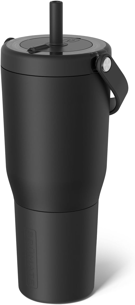 BrüMate Resa 35oz 100% Leakproof Travel Tumbler with Handle & Straw | Flexible SoftSip Straw | Silicone Sleeve for Durability | Stainless Steel | Cup Holder & Travel Friendly | (Matte Black)