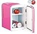 Produktbild Rosenstein & Söhne Dosenkühlschrank: Mini-Kühlschrank AC/DC, 12/230V 4l, mit Warmhalte-Funktion, pink (Kühlschrank klein)