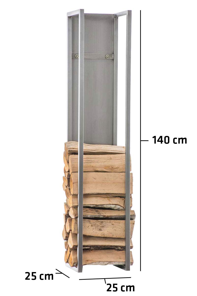CLP Scaffale Legnaia per Camino Spark I Portalegna Interno per Caminetto I Scaffale per Legna Verticale, Colore:Acciaio Inossidabile, Dimensione:140 cm