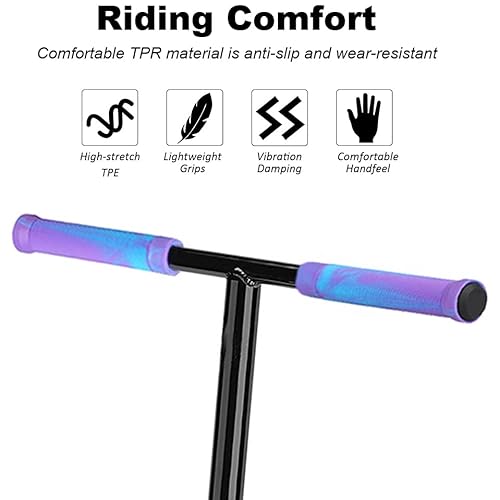 Kutrick Handle Bar Grips 145Mm Soft Flangeless Longneck Grips For Pro Stunt Scooter Bars And Bmx Bikes Bars (Purple/Blue) #TOP5