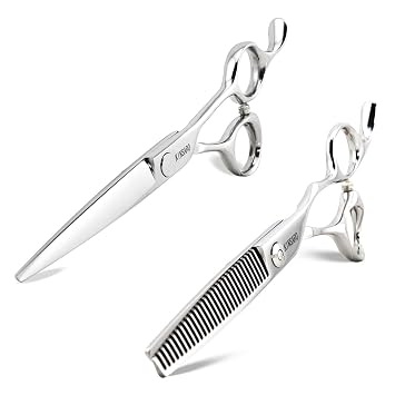 6 INCH Hair scissors hair cutting shears for hair cut and 5.5 INCH Hair thinning scissors thinning shears 440C Kinsaro