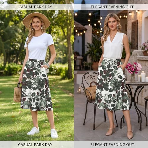 Image of Witsmile Women's Summer Pleated High Waisted Casual Flowy Skirt Pockets
