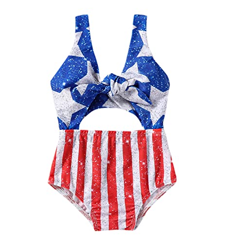 Baby Girl Black&White Plaid Swimsuit Cut-Out Bathing Suit Bikini Beachwear One Piece Swimwear Summer (as1, Age, 12_Months, 18_Months, Fourth of July)