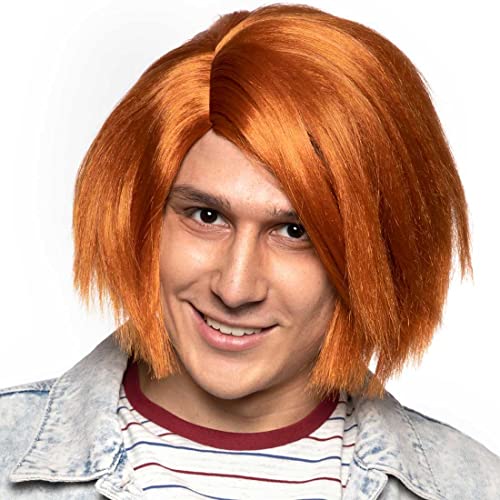 Chucky Play Doll Color Burnt Orange - Enigma Wigs Child's Movie Monster Demon Killer Creepy Voodoo Fancy Dress Bundle Costume Wig Care Guide