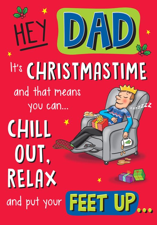 Piccadilly Greetings Armchair Dad Humour Text Christmas Card 9x6in C85690
