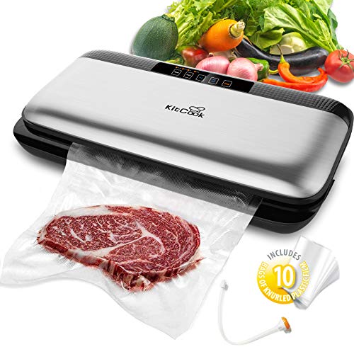 KitCook Automatic Food Vacuum Sealer Machine, Smart Heat Food Sealer with Air Sealing System For Food /Starter Kit | Compact Design | Dry & Moist Food Modes | Led Indicator Lights