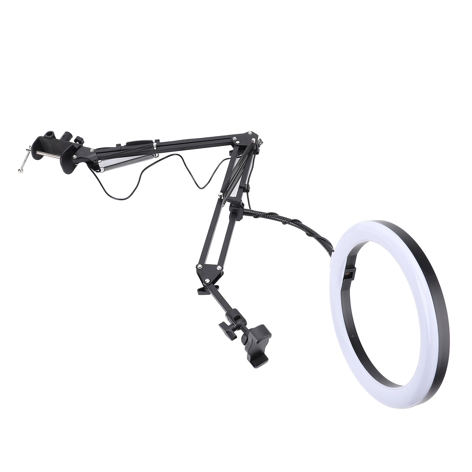 Lampa ad anello flessibile con clip per telefono, 30 opzioni di illuminazione Luce ad anello tavolo per fotografia artigianale, testa luminosa 10,24", per artigianato, fotografia di