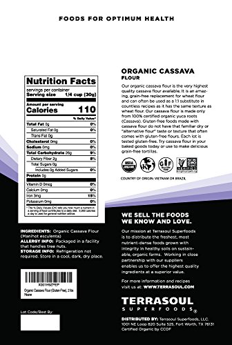 Terrasoul Superfoods Organic Cassava Flour, 2 Lbs - Tested Gluten-Free | Smooth Texture | Wheat Flour Substitute #TOP1