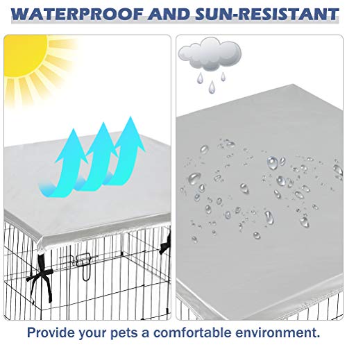 EXPAWLORER Double Side Dog Playpen Cover- Sun-Proof & Water-Proof Top Kennel Cover for Outdoor and Indoor Fits 24" Crate with 8 Panel or 51.2" Crate with 4 Panel - Image 3