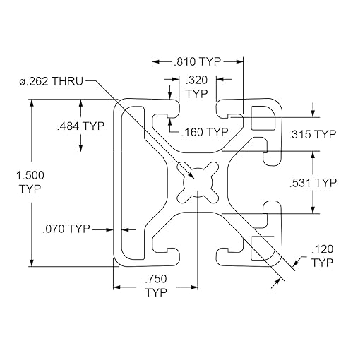 Miniatura 9 de 8020, 1503-LS, serie 15, perfil ranurado de aluminio liso triple tri-ranurado de 1.5 x 1.5 pulgadas, extrusión de aluminio suave 8020 T (72 pulgadas