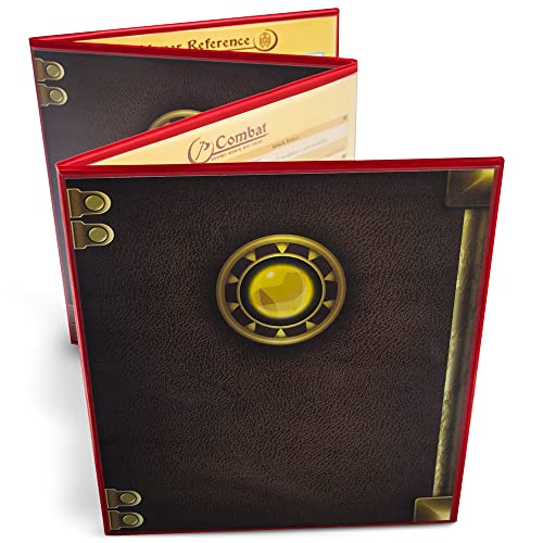 Stratagem The Master's Tome 4-Panel Customizable GM Screen with Free Inserts – Dry Erase, Dungeon & Game Master Accessory for Tabletop RPG Campaigns (Red)